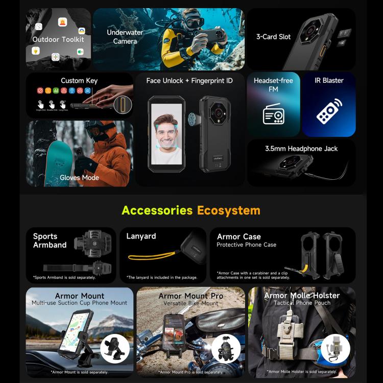 Ulefone Armor X32 Pro 5G, 8GB+256GB, Night Vision, IP68/IP69K Rugged Phone, 5.65 inch Android 14 MediaTek Dimensity 6300 Octa Core, Network: 5G, NFC, OTG